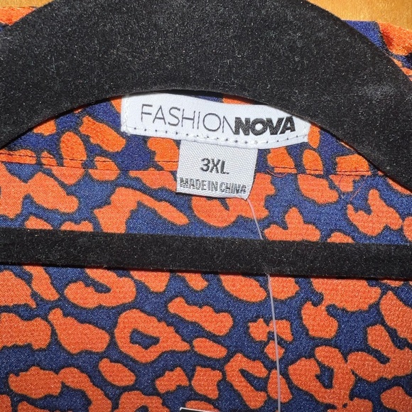 Fashion Nova Poplin Animal Print Button Front Blouse NWT! Size 3X - Picture 6 of 8